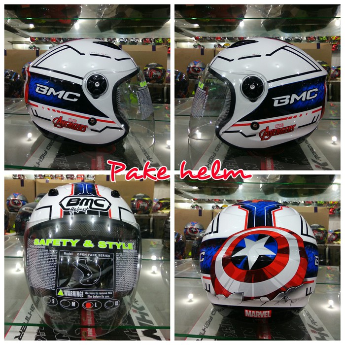 Unique HELM BMC MILAN CAPTAIN AMERICA  2 WHITE BLUE