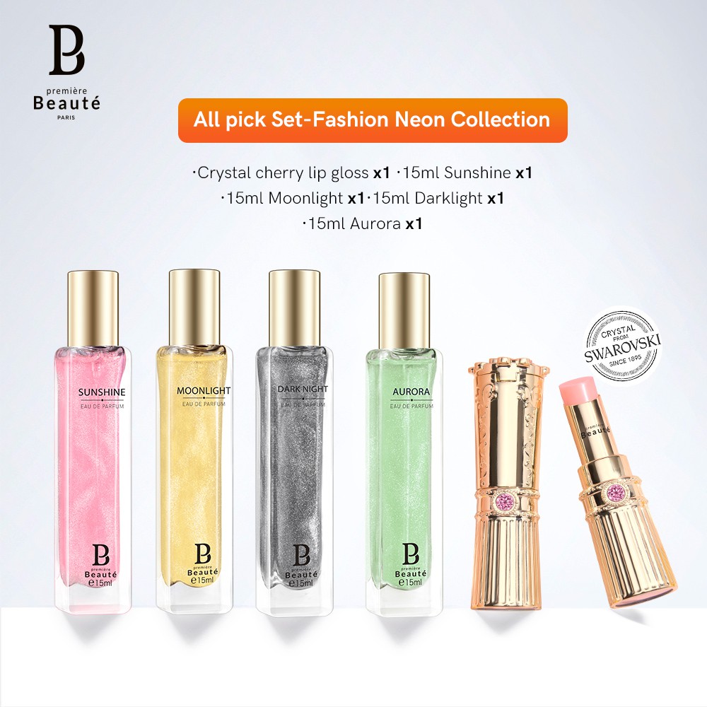 

Premiere Beaute Lip Balm Crystal Cherry Lip Gloss Swarovski Kosmetik Lipstik Liptint Parfum Set