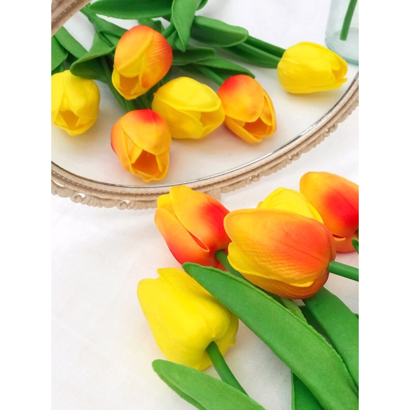 Bunga Tulip Latex Import Real Touch bunga Dekorasi Bunga Artificial Tulip Besar-Orange