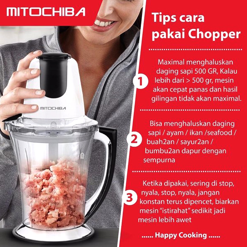 DM - MITOCHIBA Magic Chopper CH 200 / Food Meat Chopper Chooper Blender Makanan Penggiling Daging Bawang Serbaguna Plastik Stainless Steel 6 Mata Pisau