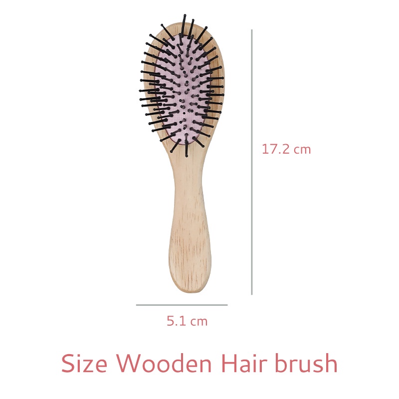 JD Wooden Hair Combs Fluffy Hair Brush Small Portable Hair brush