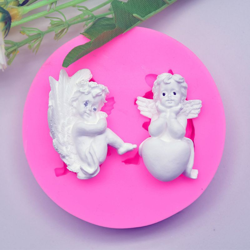 Glitter Cute Baby Angel Wings Love Heart Prayer Pendant Keychain Silicone Resin Mold Epoxy Resin DIYJewelry Making Tools