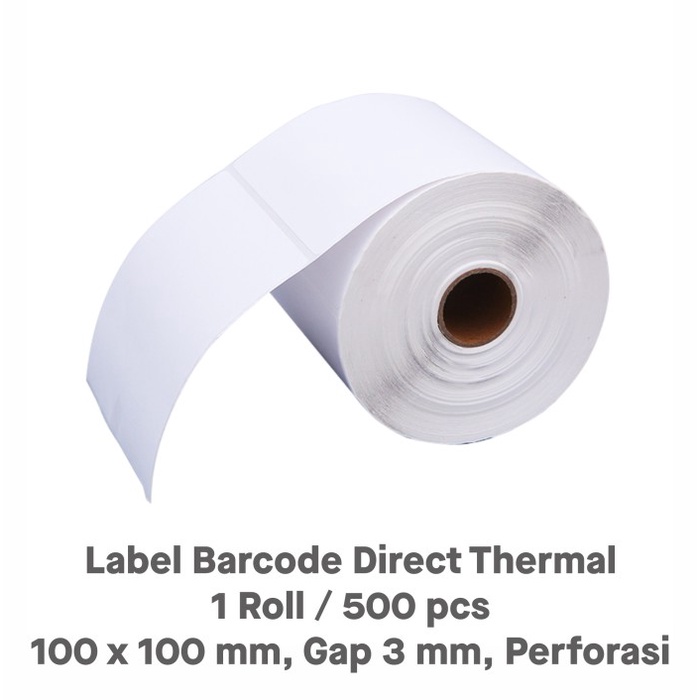 

Sticker Label Barcode Stiker Direct Thermal 10 x 10 cm 100 x 100 mm (1 Roll / 500 pcs)