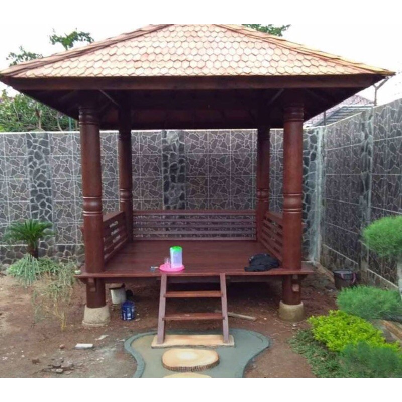 Gazebo Kayu Glugu Minimalis