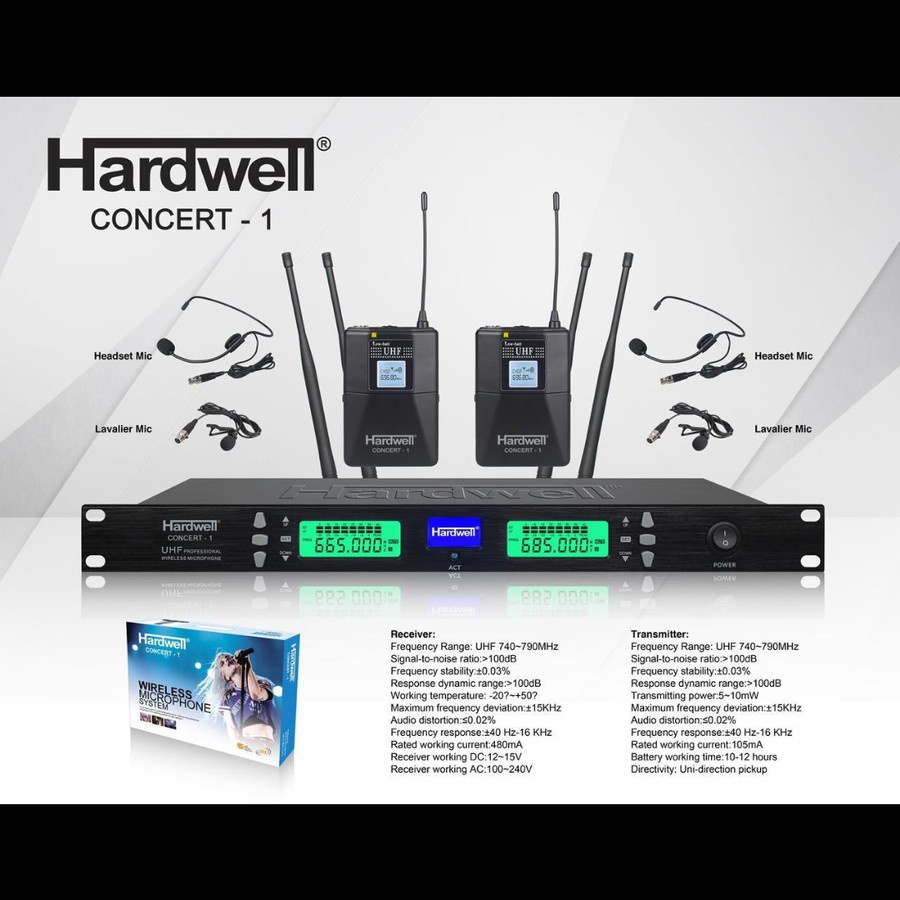 Mic Wireless Hardwell Concert 1 Concert1 Clip On 2 Headset 2 Clip On