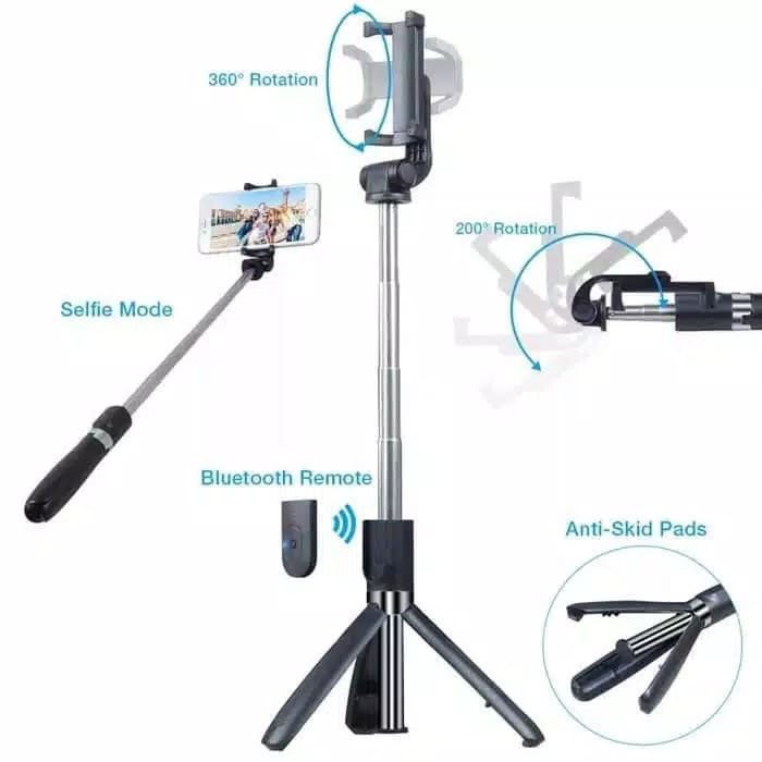 Tongsis Selfie Stick L01 3in1 Tripod &amp; Bluetooh Shutter Original