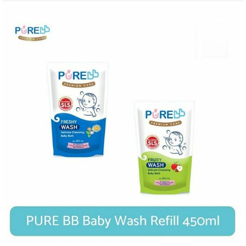 PURE BB Baby Wash Refill 450ml | Sabun Mandi Bayi | Baby Wash Purebaby