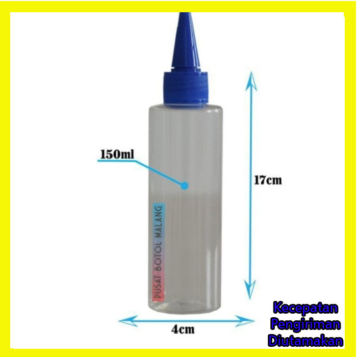 Botol plastik pet 150ml kerucut [ biru natural]