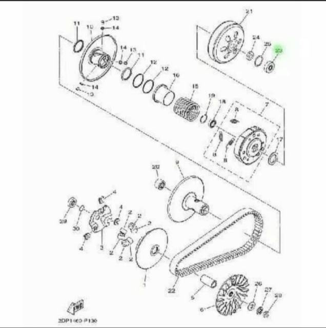 LAHER BEARING BAK CVT NMAX AEROX 155 MIO M3 6202 ASLI ORI YAMAHA 2DP E7412 00