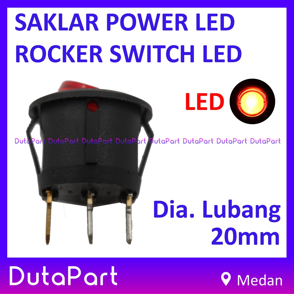 Saklar Power Round Bulat Rocker Switch LAMPU ON OFF Dia.20mm 3 PIN Kaki