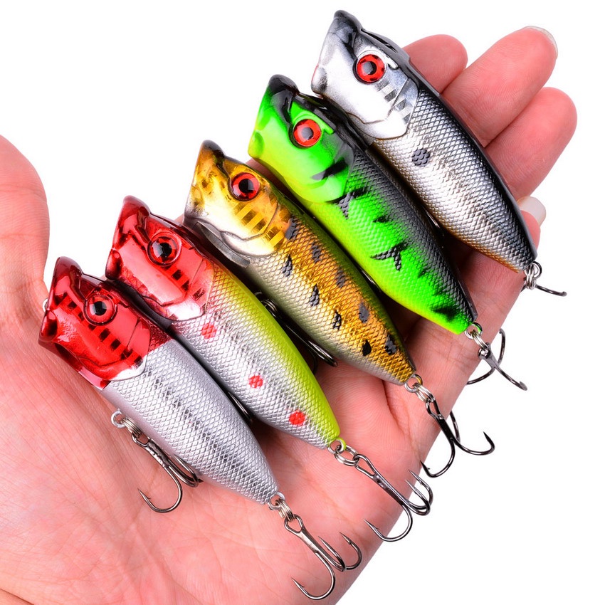 1Pcs 7Cm 11.8G Bait Buzz Bait Lure Whopper Popper Plastic Bait Fishing Bait 2 Treble Hooks Floating Lure Fishing Accessories