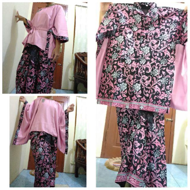 Amanah Batik Couple Rabbani Set / Couple Rabbani Batwing / Couple Batwing Rabbani Pink
