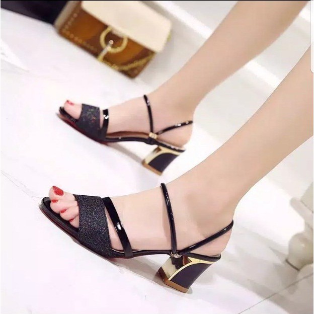 ZPT-sandal heels glitter wanita OF-11