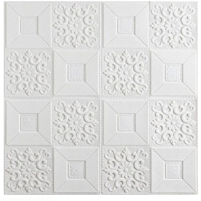 Foam Wallpaper Dinding 3D Foam Wallfoam 35cm X 70 cm Anti Air Dan Minyak Noda Gampang Di bersihkan High Quality-BTK003-PUTIH-35X70