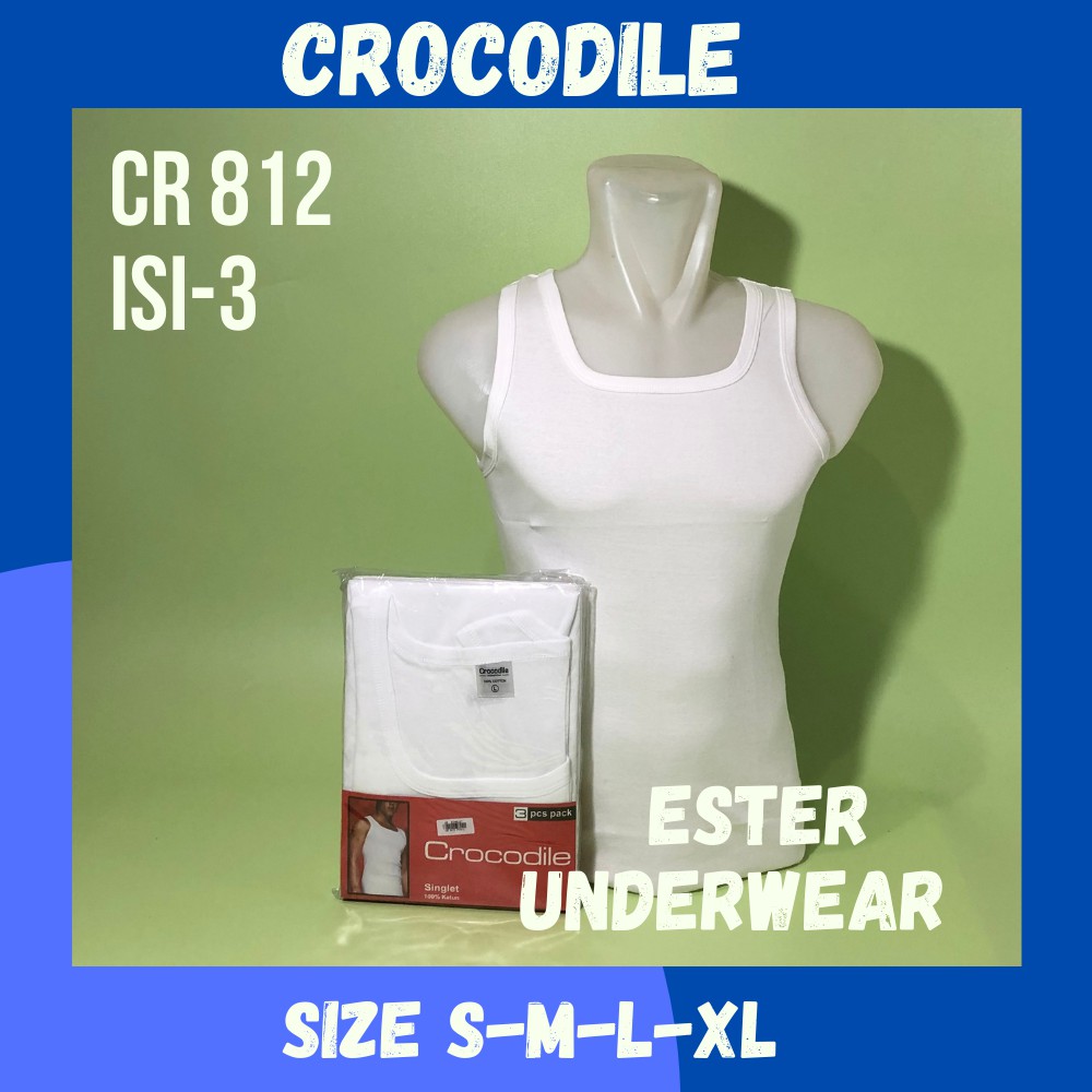 Kaos Singlet Pria CROCODILE CR 812P PUTIH ISI-3PCS