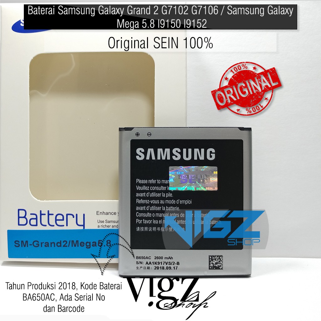 Baterai Battery Samsung Galaxy Grand 2 G7102 Original SEIN