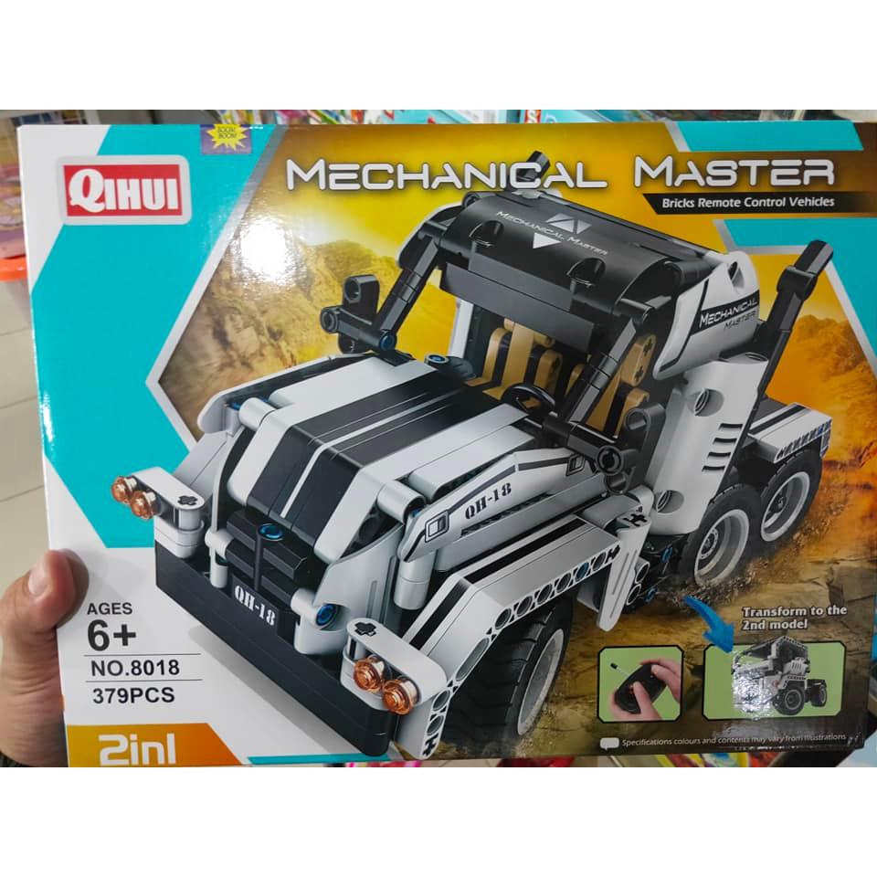 QIHUI 8018 Lego Brick R/C Remote Mobil Truk Putih 2 in 1