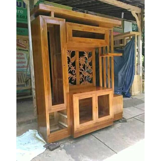 Partisi Penyekat Ruangan Kayu Jati Bufet Tv Meja Tv