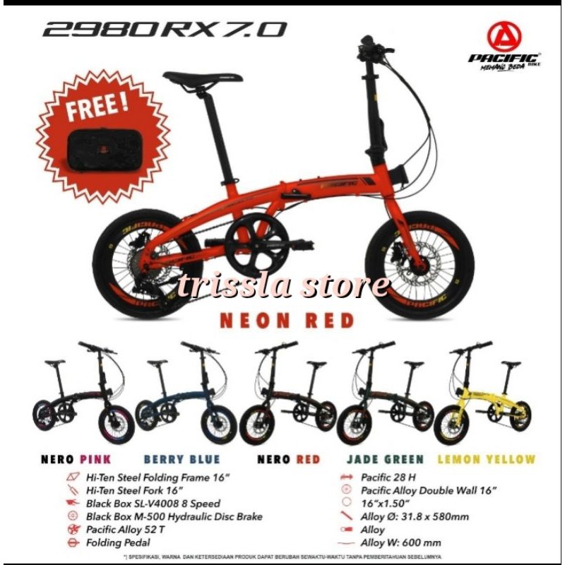 Sepeda Lipat 16" STEEL 2980 RX 7.0 PACIFIC 8 Speed
