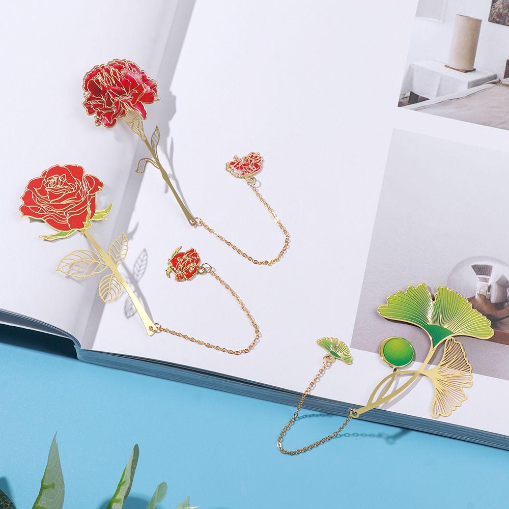 Bookmark Daun Agustina Hadiah Kreatif Klip Halaman Bunga Lotus Bunga Mawar Aprikot Daun Gaya Cina Berongga Bookmark