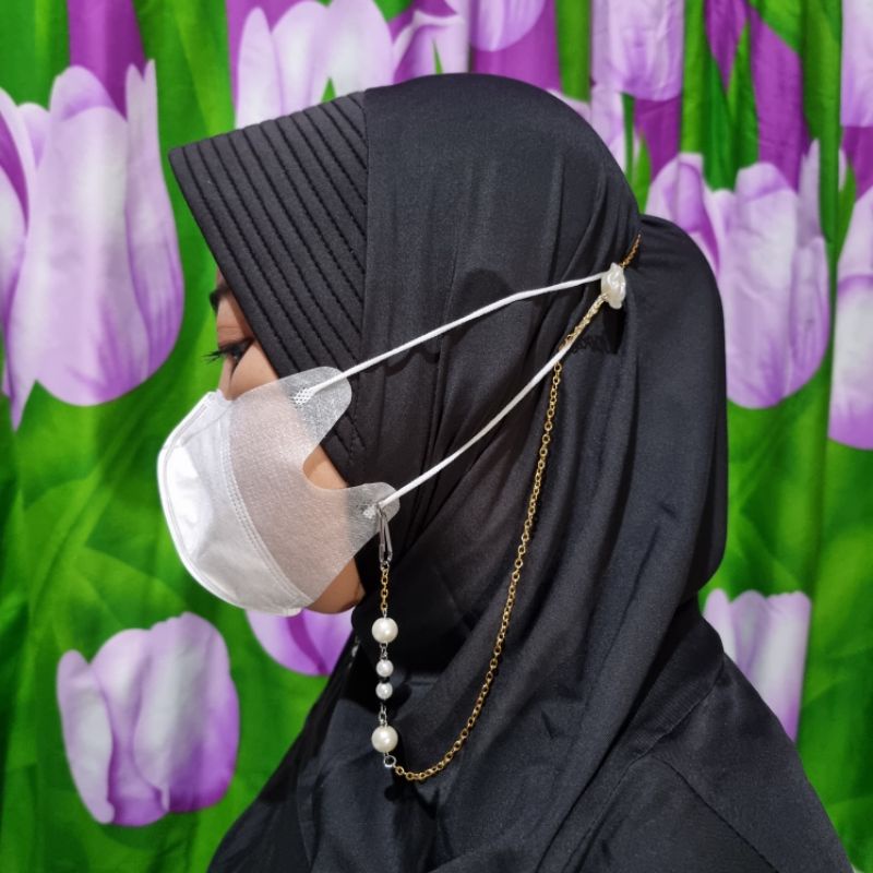 Konektor Masker Rantai Anting Mutiara / Tali Pengait Masker Rantai Anting Mutiara