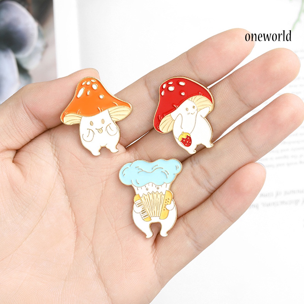 OW@ Cartoon Cute Mushroom Knife Guitar Enamel Student Brooch Pin Badge Jewelry Gift