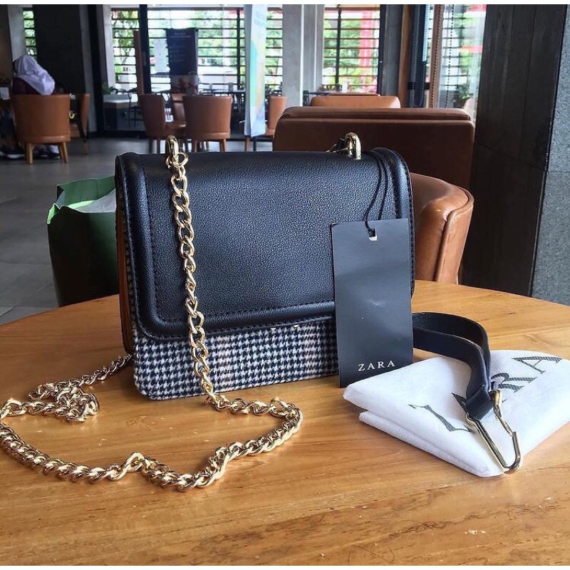 ZARA HOUNDSTOOTH CROSSBODY BAG