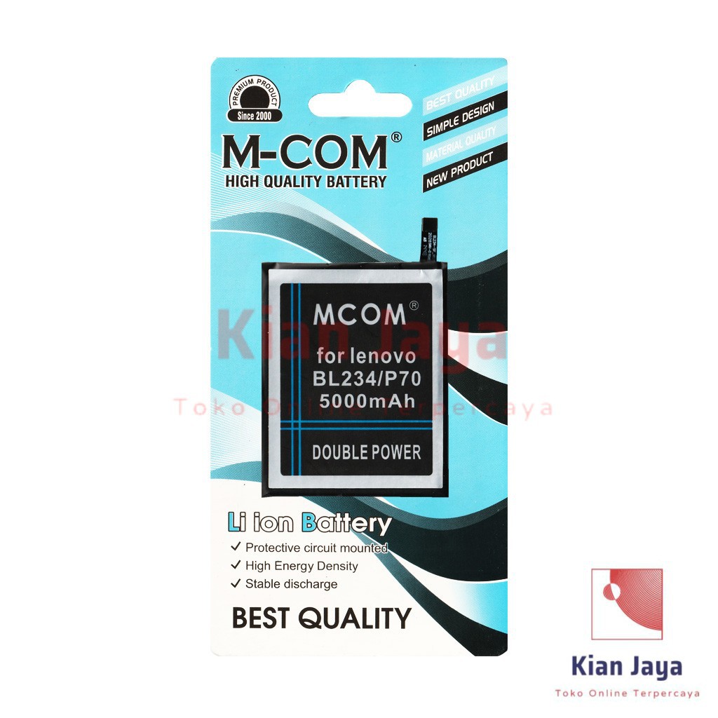 MCOM Baterai Hp Lenovo A5000 / P70 / P70T / P90 / P1M BL234 Original Double Power Batre Battery Ori