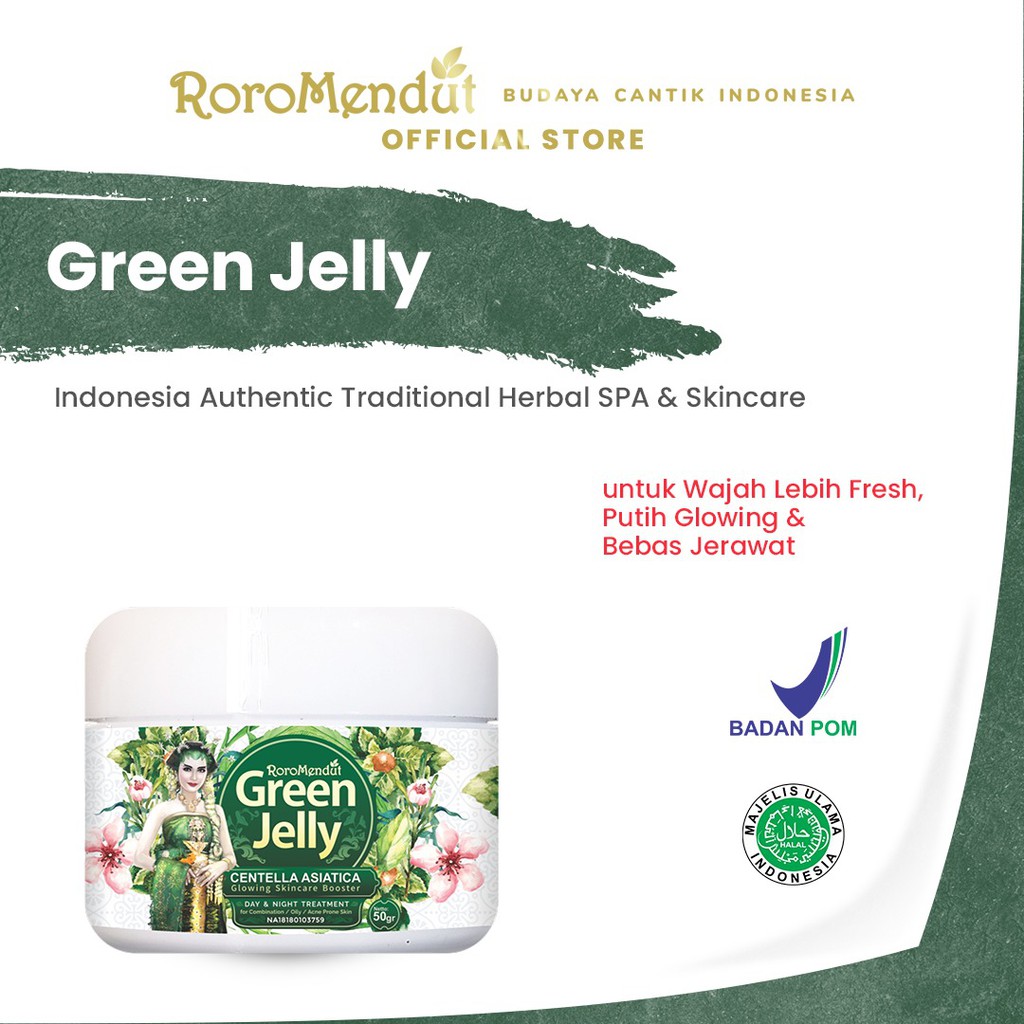 Roro Mendut Green Jelly Sleeping Mask Whitening + Anti Acne Jerawat 15 gr Super Glowing Premium