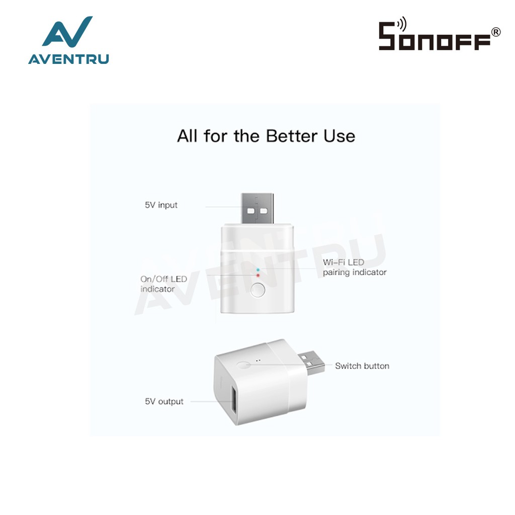 Sonoff micro 5V Wireless USB Smart Adaptor WiFi Mini USB Power Adaptor