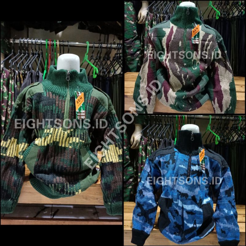 Sweater Anak Rajut Doreng Anak Army Tentara Jaket Doreng Loreng Tentara