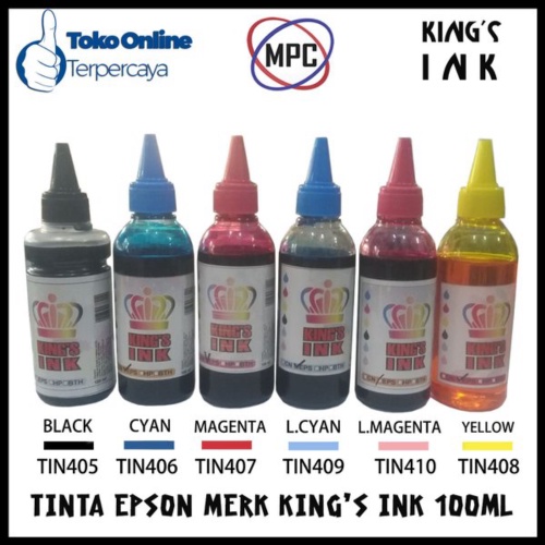 Promo Tinta Epson L100 L120 L220 L360 L310 L800 L805 L1300 Merk Kings 100ml Buat Semua Printer Epson