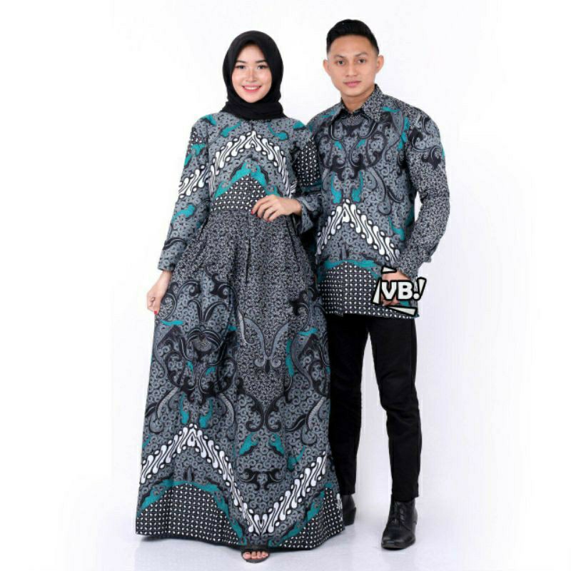 Baju Batik Couple Kondangan Pria Wanita Dewasa Gamis Kemeja Lengan Panjang Terlaris Motif Terbaru