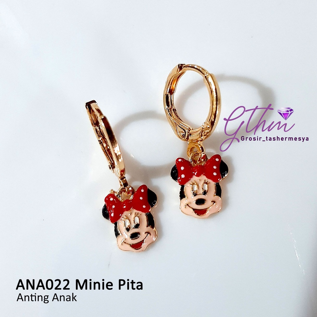 Anting Anak Miky Minie Klip Gold Plated Jewelry Perhiasan fashion Import Premium Anti karat Aman dan Cocok untuk anak-anak dan remaja ana022 GTHM