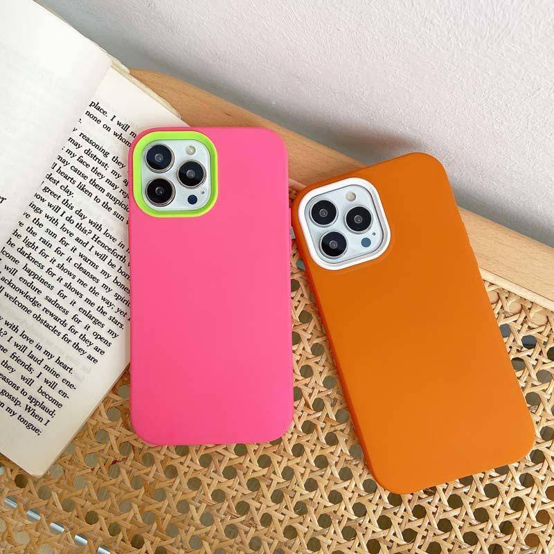 3 in 1 Soft Case Silikon Cair Tahan Benturan Cover Proteksi Lensa Belakang iPhone 11 12 13 Pro Max