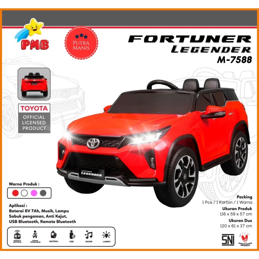 Mobil Listrik Aki Anak cewek cowok accu akki  TOYOTA FORTUNER remot remote LEGENDER M7588 M 7588 M-7