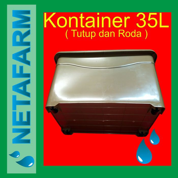 Kontainer / Bak / Box Roda Tutup 35 liter - Warna Coklat