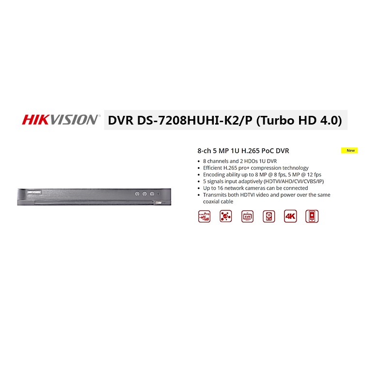 Hikvision Dvr Ds 78huhi K2 P Turbo Hd 4 0 Shopee Indonesia