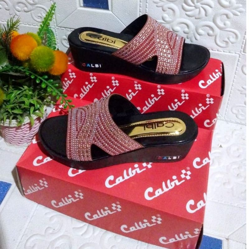 sandal cewek wedges calbi hak 5cm-Wedges Lazer salem