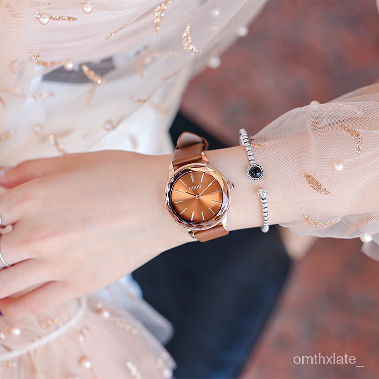 【100% Ori】GUOU  Jam Tangan Wanita Original  Anti Tahan Air Kulit Branded Analog Sederhana dan bergaya Women Watch[【with BOX】