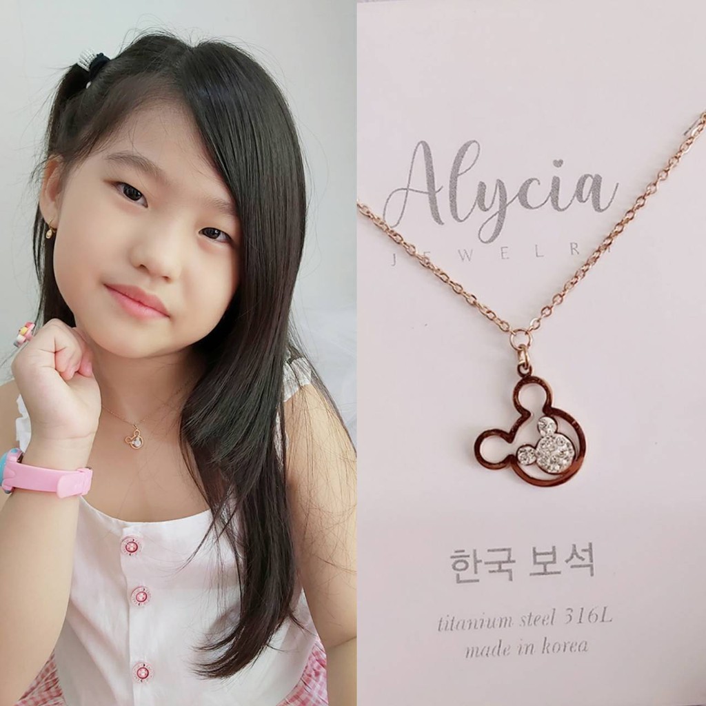 set kalung dan anting anak adelia anti karat + box