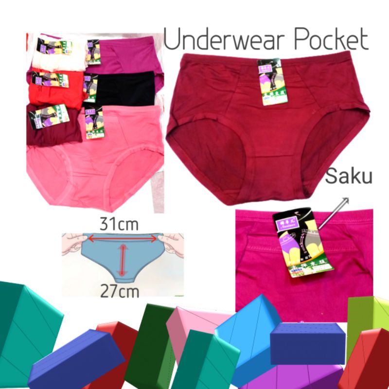 CD CELANA DALAM WANITA SAKU DEPAN IMPORT/CELANA DALAM POCKET LEMBUT DAN TEBAL/CELANA DALAM SAKU IMPORT 815