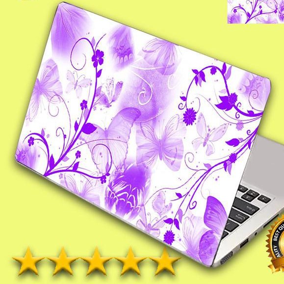 Garskin Laptop ASUS Abstrak Bunga Ungu Laptop Stiker Laptop