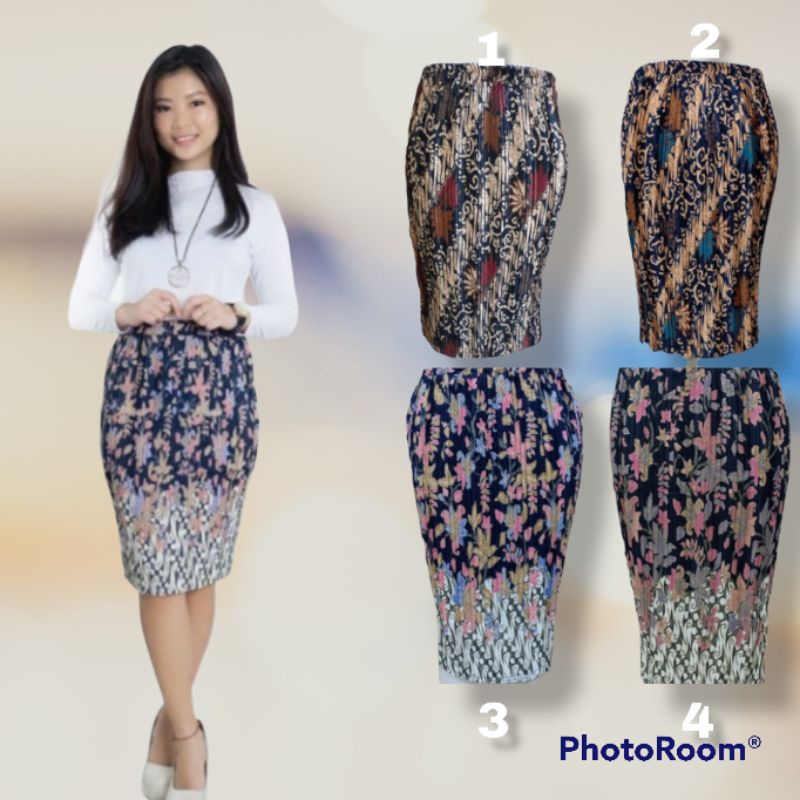 rok plisket batik pendek