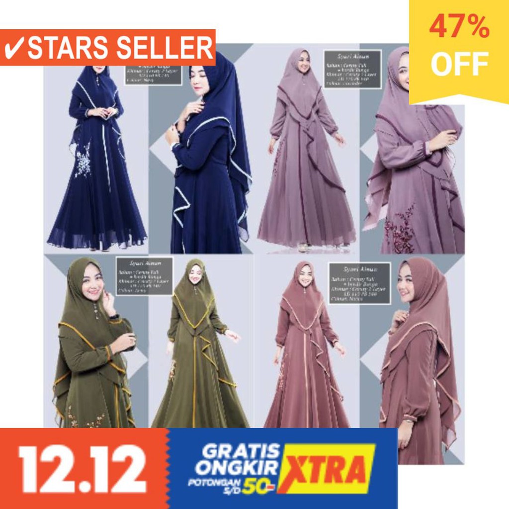 BAJU LEBARAN PAKAIAN MUSLIMAH SYARI BERGO BALOTELI / AINUN SYAR'I BY BUTIK ALVARO