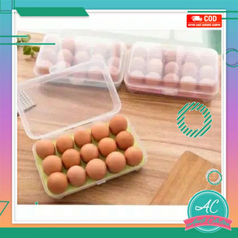 Rak telur Tempat kotak menyimpan telur box eggs organizer 15 sekat biji