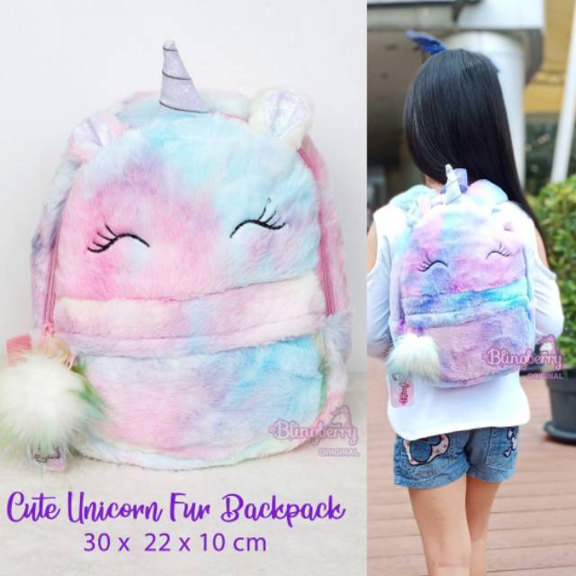 Tas ransel bulu Unicorn tas sekolah anak paud TK ransel