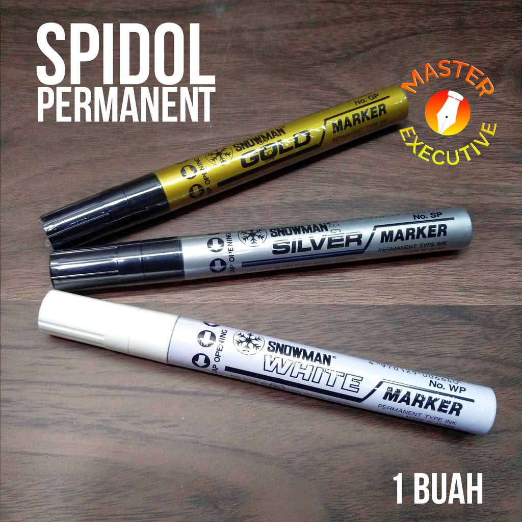 [Buah] Snowman Spidol Permanent Paint Marker Besar - Gold GP-12 / White WP-12 / Silver SP-12