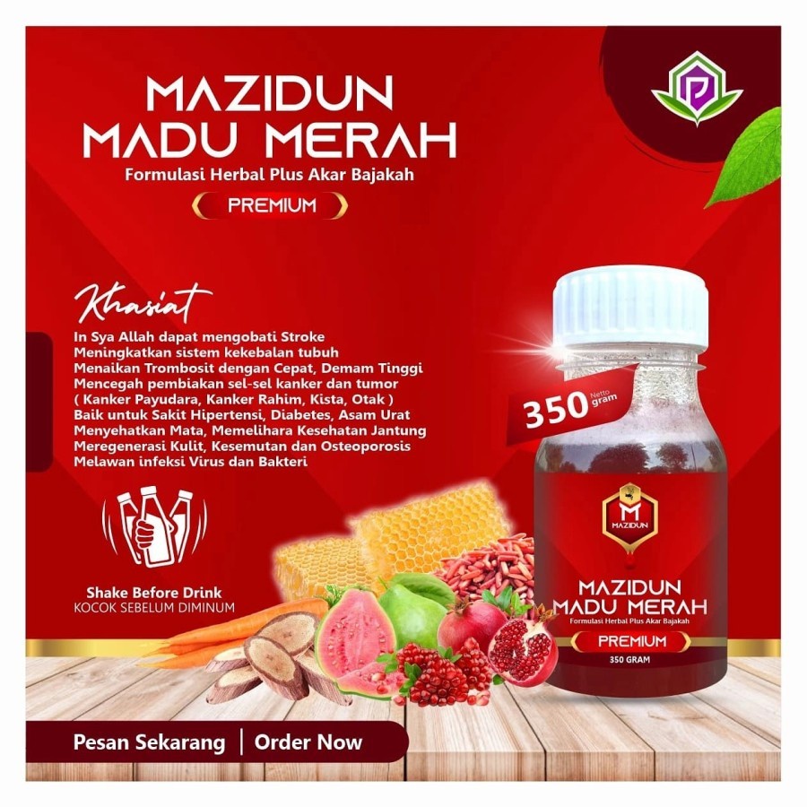 Madu Merah Mazidun Plus Kayu Bajakah, Angkak, Jambu Biji, obat kanker bukan madu bajakah borneo
