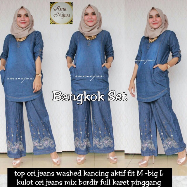 Bangkok set jeans jeans set kulot set jeans bordir